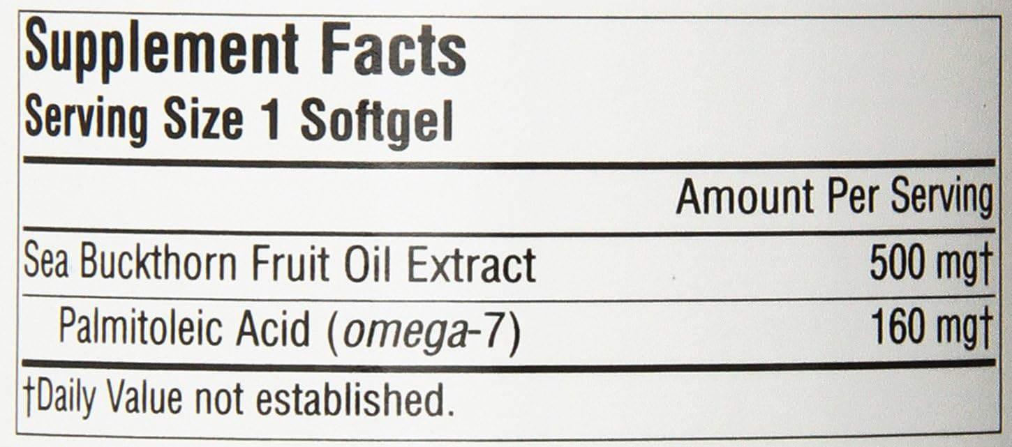 Source Naturals Omega-7 Sea Buckthorn Fruit Oil, Non-GMO, Vegan-Sourced for Health and Vitality* - 120 Vegan Softgels : Health & Household