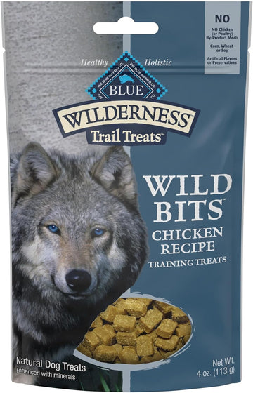 Blue Buffalo Wilderness Trail Treats Wild Bits High Protein Grain Free Soft-Moist Training Dog Treats, Chicken Recipe 4-oz Bag