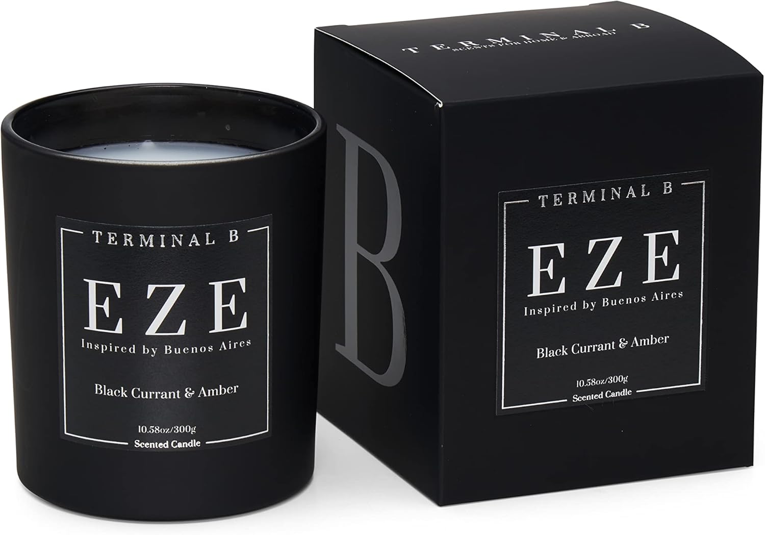 Terminal B Luxury Scented Candle, Eze - Buenos Aires: Black Currant & Amber, Travel Inspired Airport Coded Candle, 10.58 Oz, 60 Hour Burn Time, Made In Los Angeles
