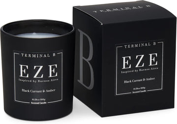 Terminal B Luxury Scented Candle, Eze - Buenos Aires: Black Currant & Amber, Travel Inspired Airport Coded Candle, 10.58 Oz, 60 Hour Burn Time, Made In Los Angeles