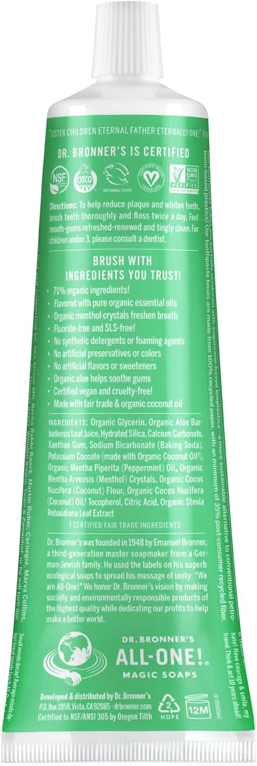 Dr. Bronner’s - All-One Toothpaste (Spearmint, 5 Ounce,3-Pack)