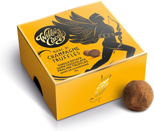 Willie'S Cacao - Marc De Champagne Truffles - Small Chocolates Gift Box - Vegan Chocoalte Truffles - 35G - Single - Artisan Chocolate - 100% Natural
