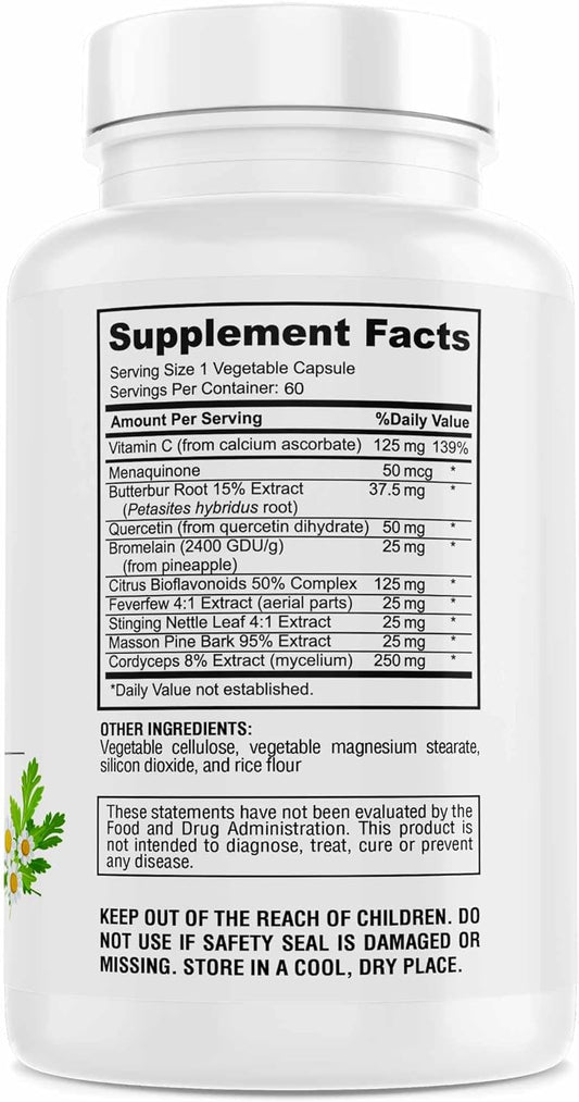Lung Support - Helps You Breathe More Comfortably, Year Round Seasonal Support, Lung Cleanse & Lung Detox Formula, 60 Capsules