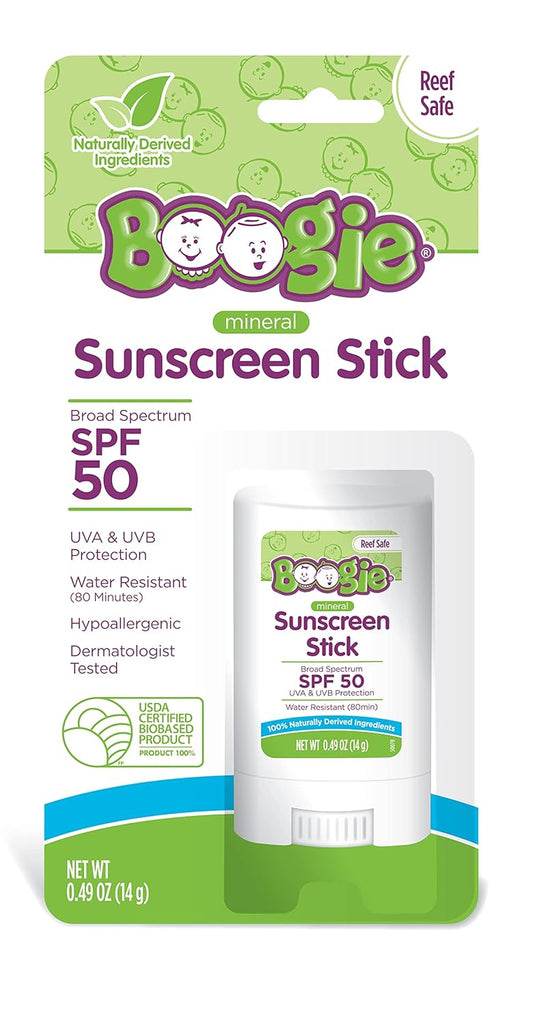 Baby Sunscreen Stick By Boogie Block, Mineral Sunscreen Spf 50, Fsa'Hsa Eligible, Travel Size Sunblock For Kids, Zinc Oxide, Water Resistant, Vegan, Fragrance Free Pack Of 1