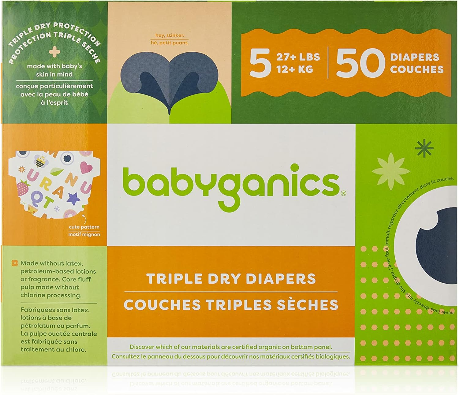 Babyganics Diapers, Size 5, 50 Ct, Ultra Absorbent Diapers