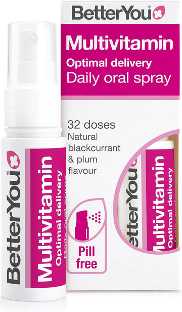 Betteryou Multivit Daily Oral Spray, Includes 14 Essential Nutrients To Support Health And Wellbeing, Multi Vitamin, Natural Blackcurrent And Plum Flavour, 25 Ml