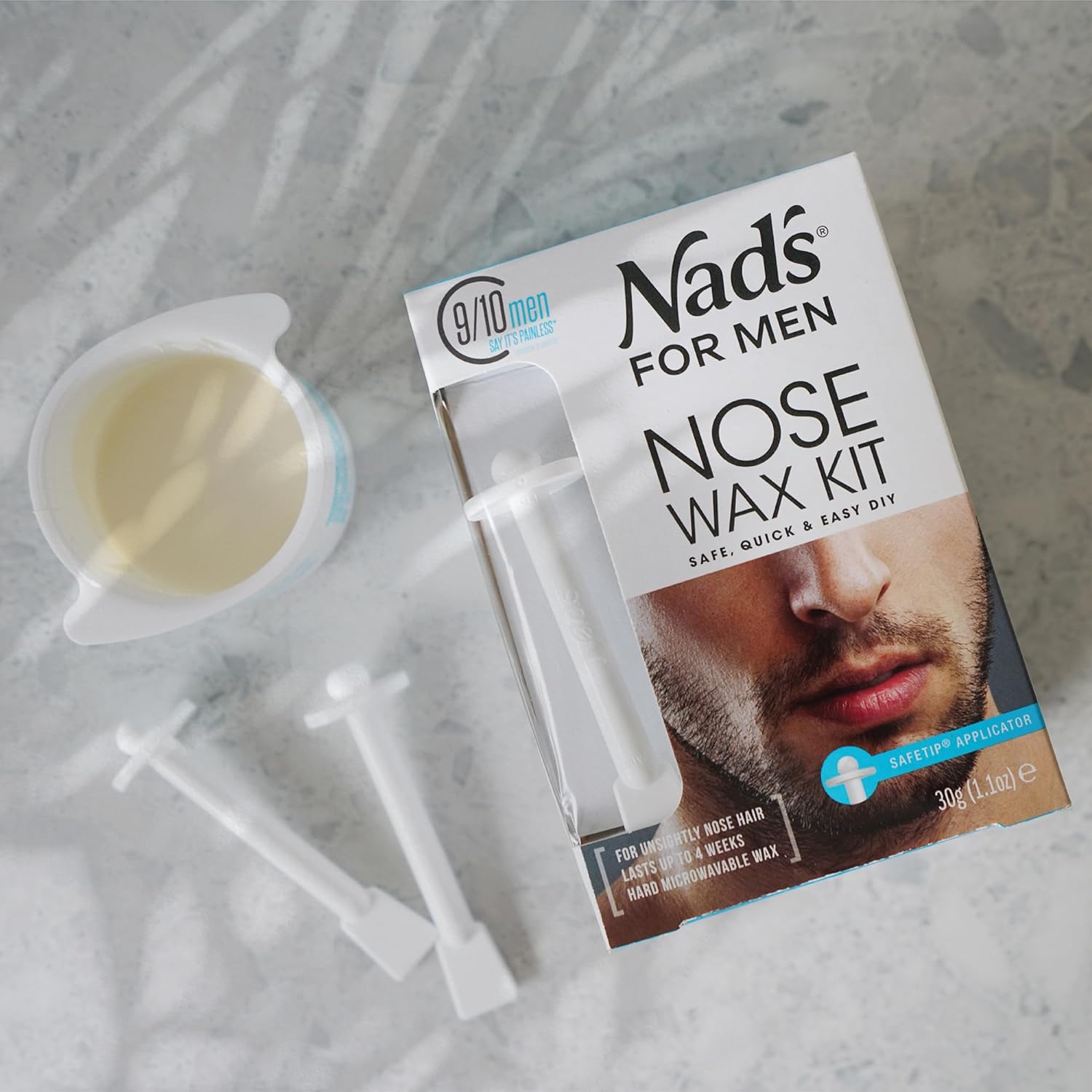 Nad's For Men Nose Waxing Kit, Nose Hair Removal, Nose Wax, Wax Kit Includes 30g Hard Wax, 4 Moustache Protectors, 6 Applicators, 3 Spatulas, 3 Post Wax Wipes : Beauty & Personal Care