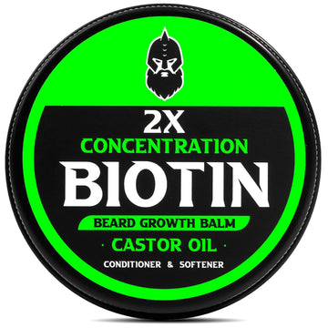 Beard Balm, Maximum Concentration Biotin, With Castor Oil And Argan & Jojoba Oils, Promotes Beard Growth, Styles, Strengthens & Softens Beards & Mustaches, 2 Ounce,Sandalwood