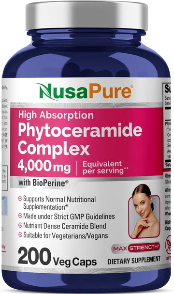 NusaPure Phytoceramides Complex 4000mg 200 Veggie Capsules (Non-GMO) w