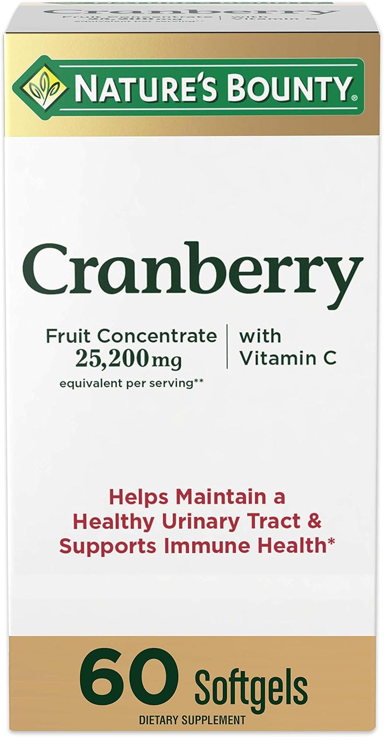 Nature'S Bounty Cranberry Dietary Supplement, Supports Urinary Tract And Immune Health, Softgels, 25,200 Mg, 60 Ct