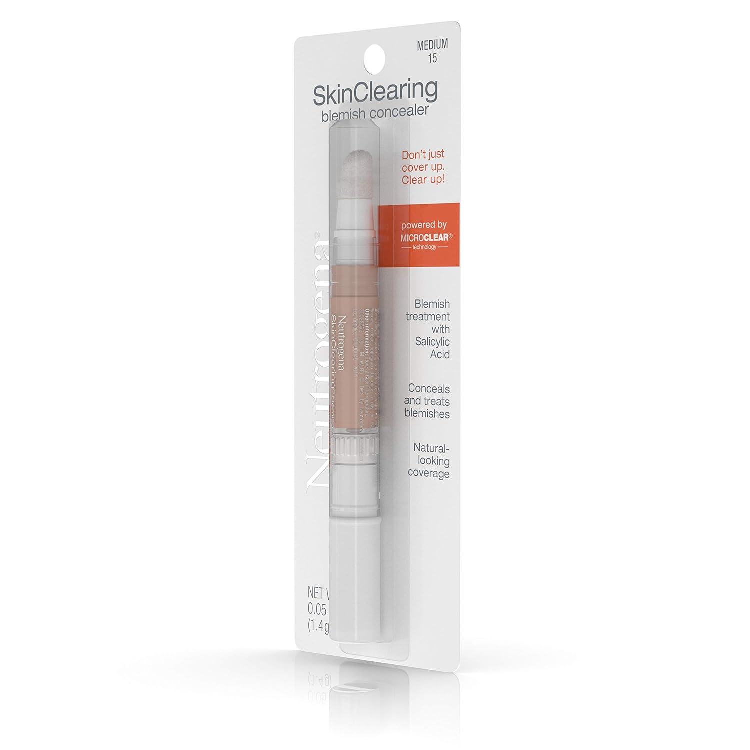 Neutrogena SkinClearing Blemish Concealer Face Makeup with Salicylic Acid Acne Medicine, Non-Comedogenic and Oil-Free Concealer Helps Cover, Treat & Prevent Breakouts, Medium 15,.05 oz : Blemish Tools : Beauty & Personal Care