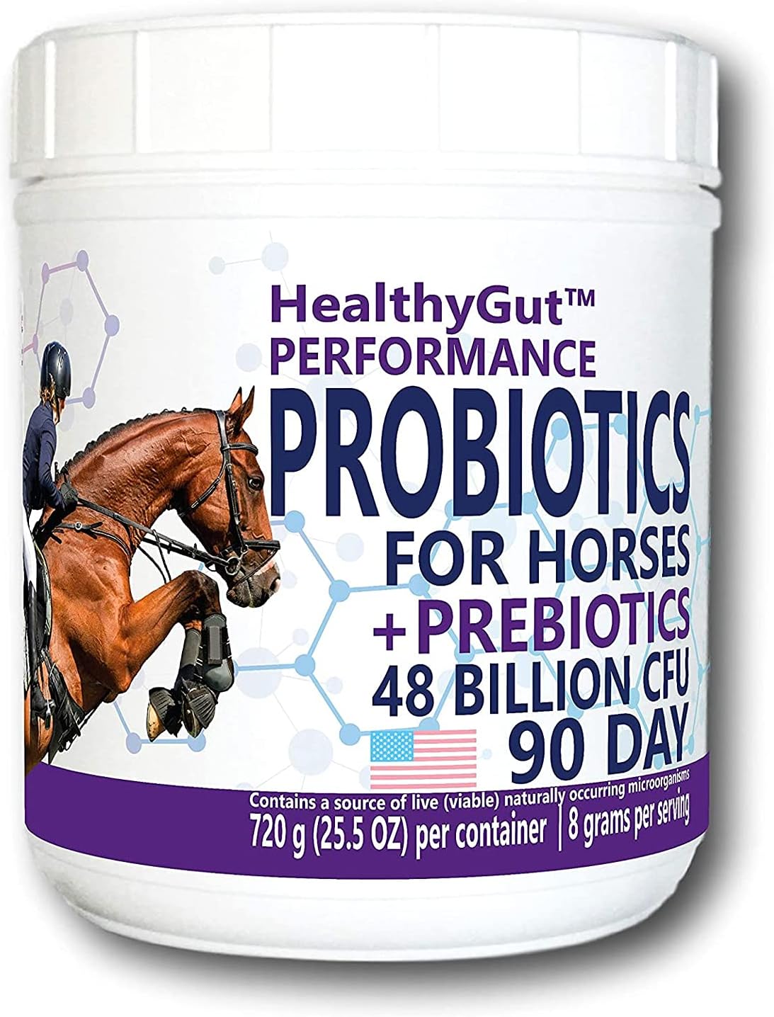 Healthygut™ Probiotics For Horses Dietary Supplement, All-Natural Digestive System Performance Formula (90 Days)