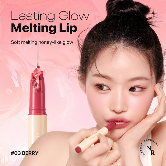 Nature Republic Honey Melting Lip (03 Berry) Soft Lip Stick, Korean Lip, Lip Gloss, Glow Lip, Glossy, Lip Balm, Lip Crayon, Jelly Gloss, Lip Pen, Tint,Valentines Day Gifts, Korean Make Up