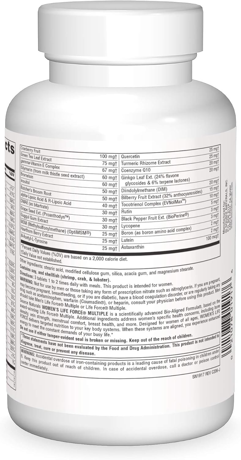 Source Naturals Women's Life Force Multiple, Daily Multivitamin & Immune Health Supplement - 180 Tablets