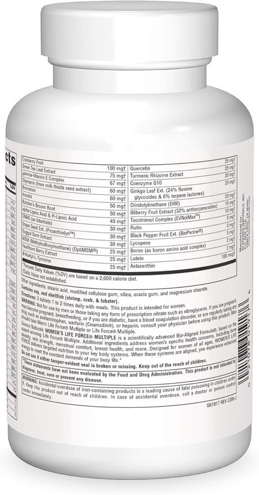 Source Naturals Women's Life Force Multiple, Daily Multivitamin & Immune Health Supplement - 180 Tablets