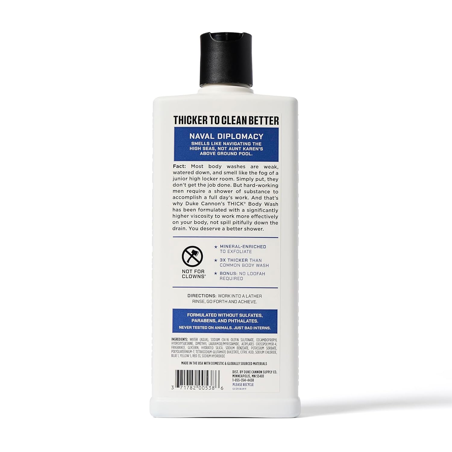 Duke Cannon Supply Co. Thick High Viscosity Body Wash - 3X Thicker, Plant-Based, Mineral-Enriched Body Wash For Men - Bourbon, Naval Diplomacy, Old Glory, & Bay Rum : Beauty & Personal Care