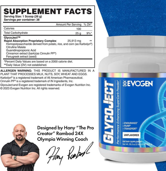 Evogen Glycoject - Super Carb Powder | Rapid Absorption For Preworkout | Carbohydrate Powder For Endurance | Post-Workout Or Pre Workout Powder For Men & Women | Cherry | 37 Servings