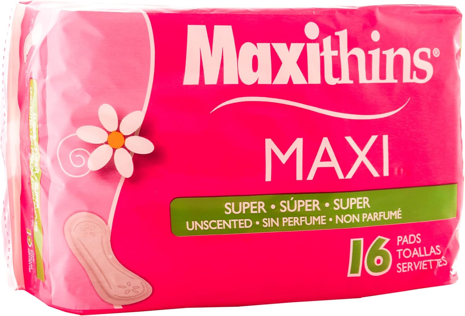 Maxithins Maxi Super Unscented (16 Pads) Pack of 1 : Health & Household