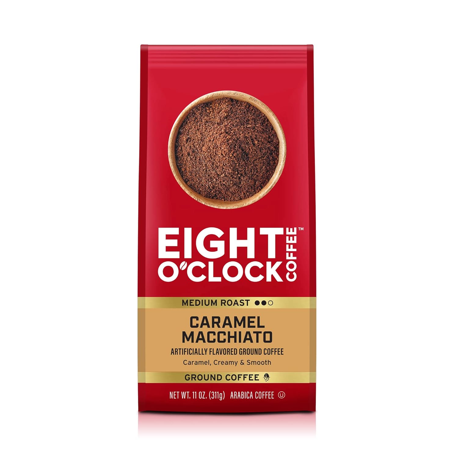 Eight O'Clock Coffee Caramel Macchiato, 11 Ounce (Pack Of 1) Medium Roast 100% Arabica Ground Coffee, Caramel, Creamy, Smooth