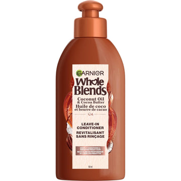 Garnier Whole Blends Coconut Oil & Cocoa Butter Smoothing Leave In Conditioner For Frizzy Hair, 5.1 Fl Oz, 1 Count (Packaging May Vary)