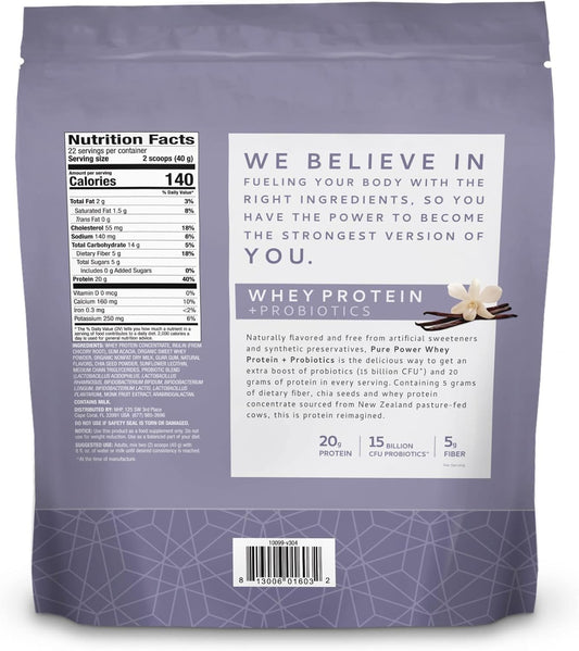 Dr. Mercola Pure Power Protein Powder, Vanilla, 31 Oz (1 Ib. 15 Oz.) (880 G), 22 Servings, Bcaa, Natural Sweeteners Only, Non Gmo, Soy Free, Gluten Free