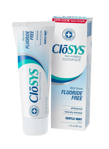 CloSYS Fluoride Free Toothpaste, 3.4 Ounce, Travel Size, Gentle Mint, TSA Compliant, Whitening, Enamel Protection, Sulfate Free