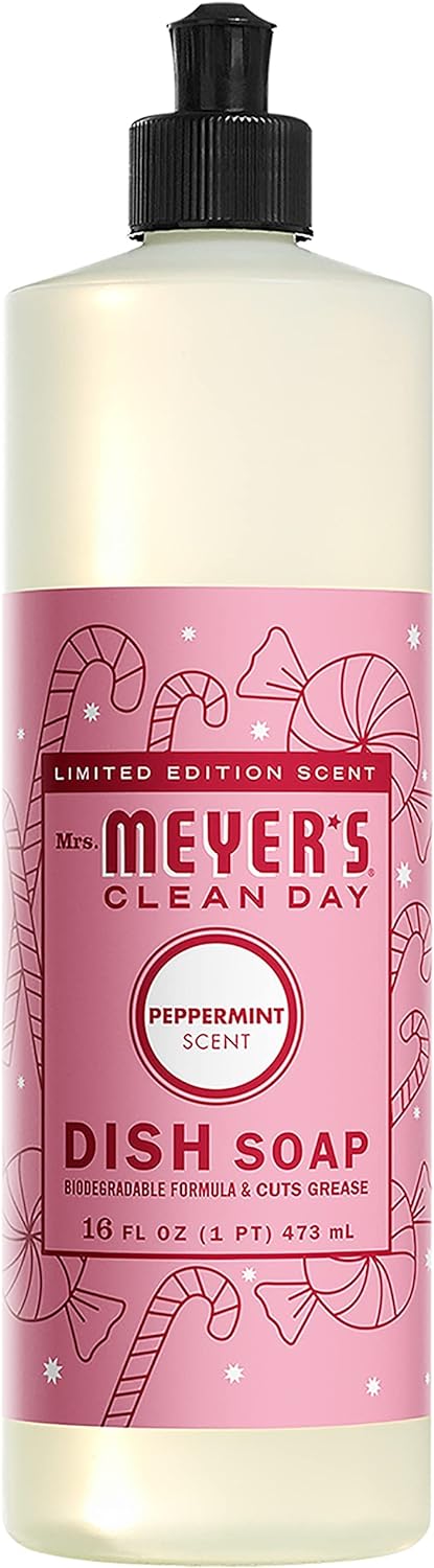 Mrs. Meyer's Kitchen Set, Dish Soap, Hand Soap, and Multi-Surface Cleaner, 3 CT (Peppermint)
