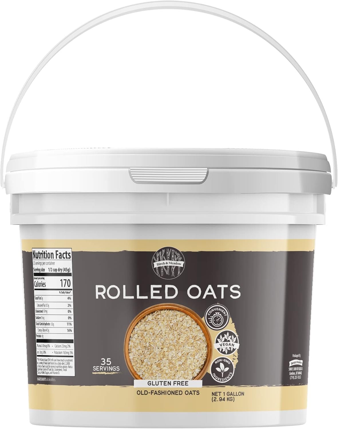 Birch & Meadow Rolled Oats & Chia Seeds Bundle (1 Gallon Buckets), Versatile Ingredients, Oatmeal & Smoothies, Flavorful : Grocery & Gourmet Food