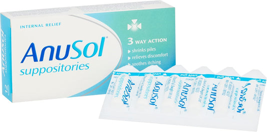 Anusol, Suppositories Treatment For Haemorrhoids Shrinks Piles Relieves Discomfort And Soothes Itching, 12 Suppositories