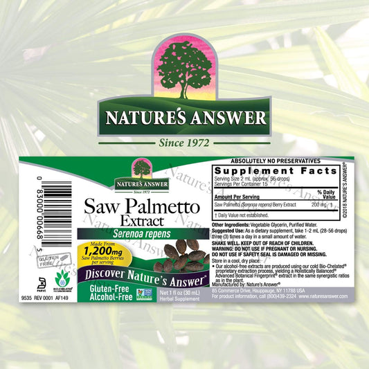 Nature's Answer Alcohol-Free Saw Palmetto Berry Extract, 1-  | Prostate Support | Natural Urinary Health | Promotes Hair Growth