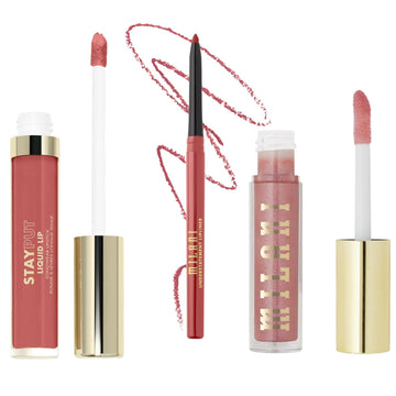 Milani Stay Put Longwear Liquid Lipstick Snatched + Understatement Lipliner Pencil - Highly Pigmented Retractable Soft Lip Liner Pencil + Keep It Full Nourishing Lip Plumper - Luminoso