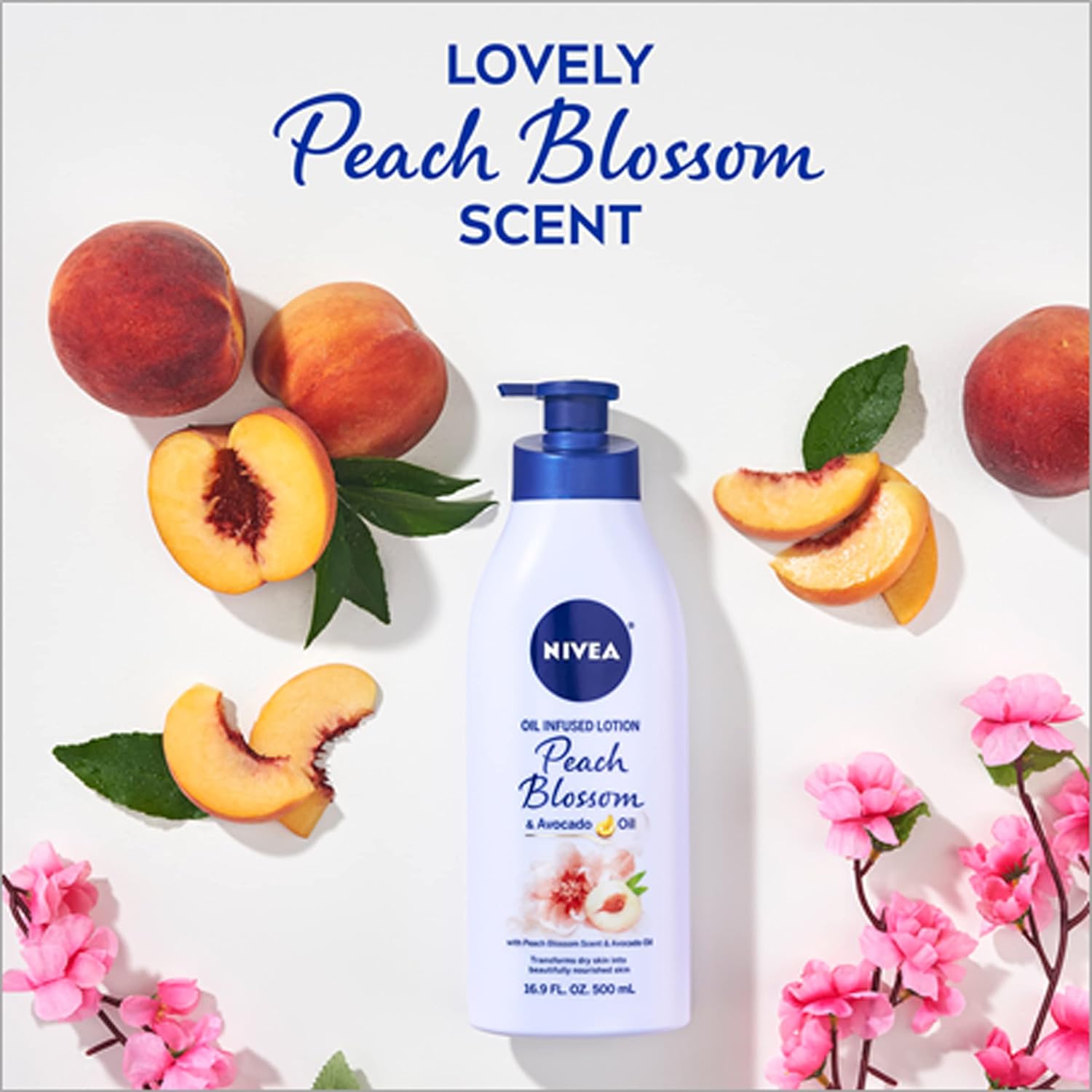 NIVEA Oil Infused Peach Blossom and Avocado Oil Body Lotion, Body Lotion for Dry Skin, 16.9 Fl Oz Pack of 3 : Beauty & Personal Care