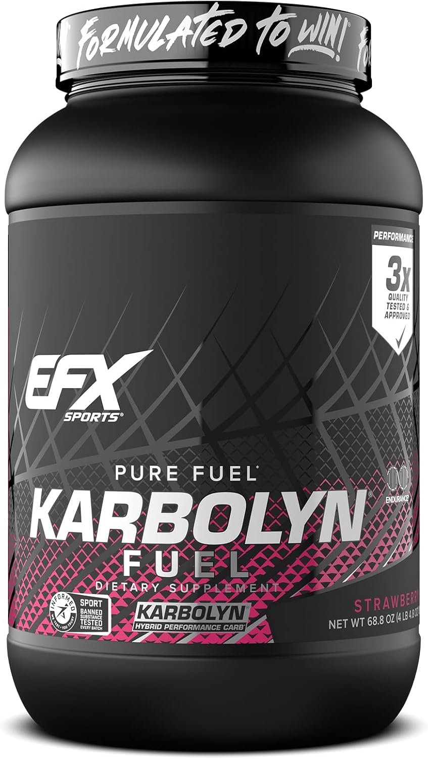 Efx Sports Karbolyn Fuel | Fast-Absorbing Carbohydrate Powder | Carb Load, Sustained Energy, Quick Recovery | Stimulant Free | 35 Servings (Strawberry)