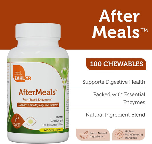 Zahler Aftermeals, Natural Antacid Chews, Papaya Enzyme Chewable Tablets, Digestive Aid Supplement, Certified Kosher, 100 Chewable Tablets