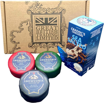 Great British Trading 3X Snowdonia Cheese Truckles With Cradocs Sea Salted Crackers Gift Hamper