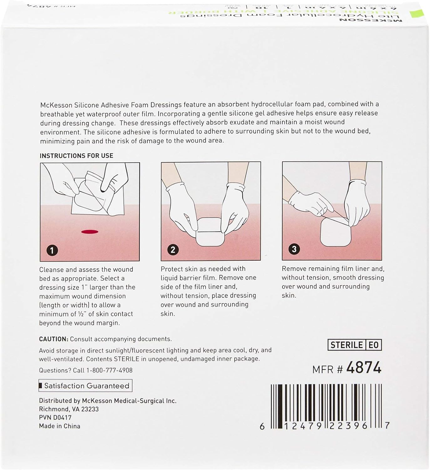 McKesson Thin Silicone Hydrocellular Foam Wound Care Dressing 6 x 6 Inches Square Adhesive Bandage with Border, 10 Count, 1 Pack : Everything Else