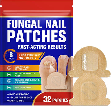 Fungal Nail Patches For Toenails, 32Pcs Fungal Nail Treatment Patches, Nail Repair For Damaged Nails - Improves Nail Appearance, Revitalizes Brittle Nails, Reduces Discoloration & Thickness