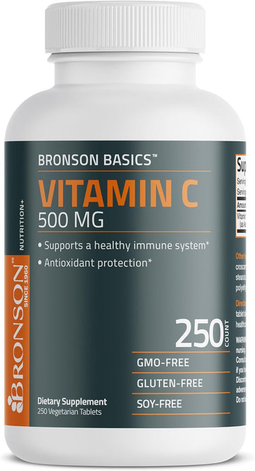 Bronson Vitamin C 500 Mg Supports A Healthy Immune System & Antioxidant Protection, Non-Gmo, 250 Vegetarian Tablets