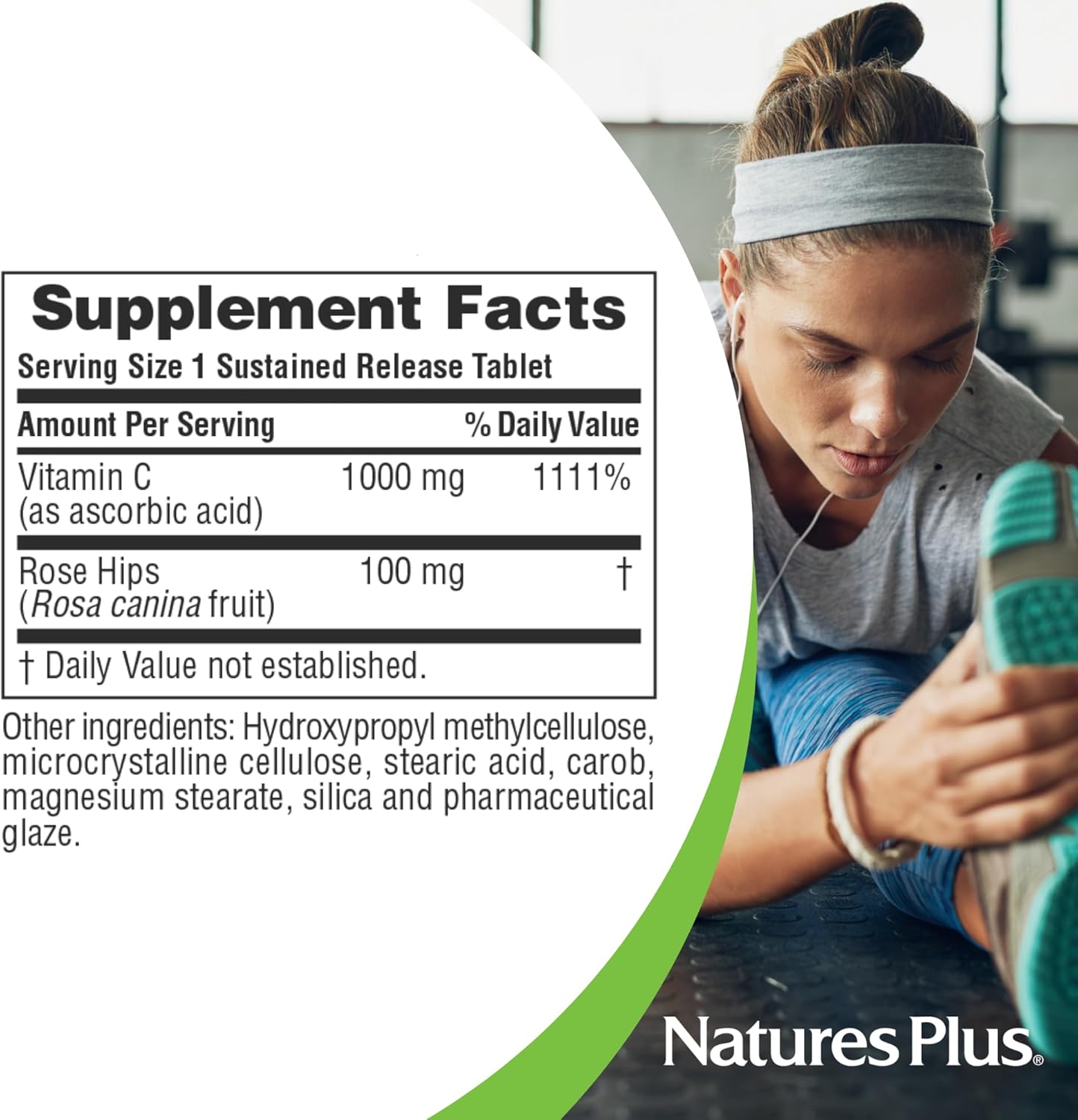 Nature'S Plus - Vitamin C 1000 Mg S/R Rose Hips Tabs 180