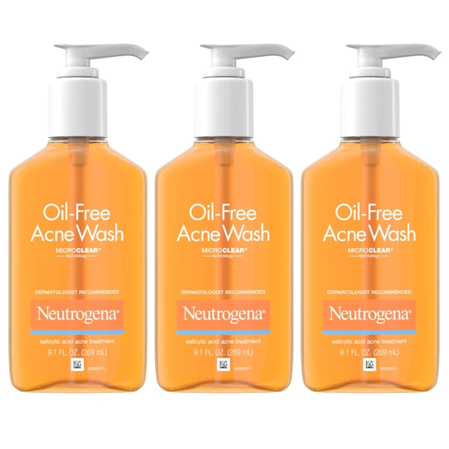 Neutrogena Oil-Free Acne Fighting Face Wash, Daily Cleanser With Salicylic Acid Acne Treatment, 9.1 Fl Oz (Pack Of 3)