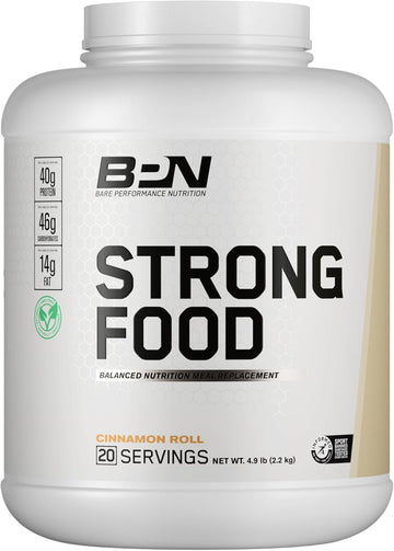 Bare Performance Nutrition, Bpn Strong Food Complete Nutrition Meal Replacement, Cinnamon Roll