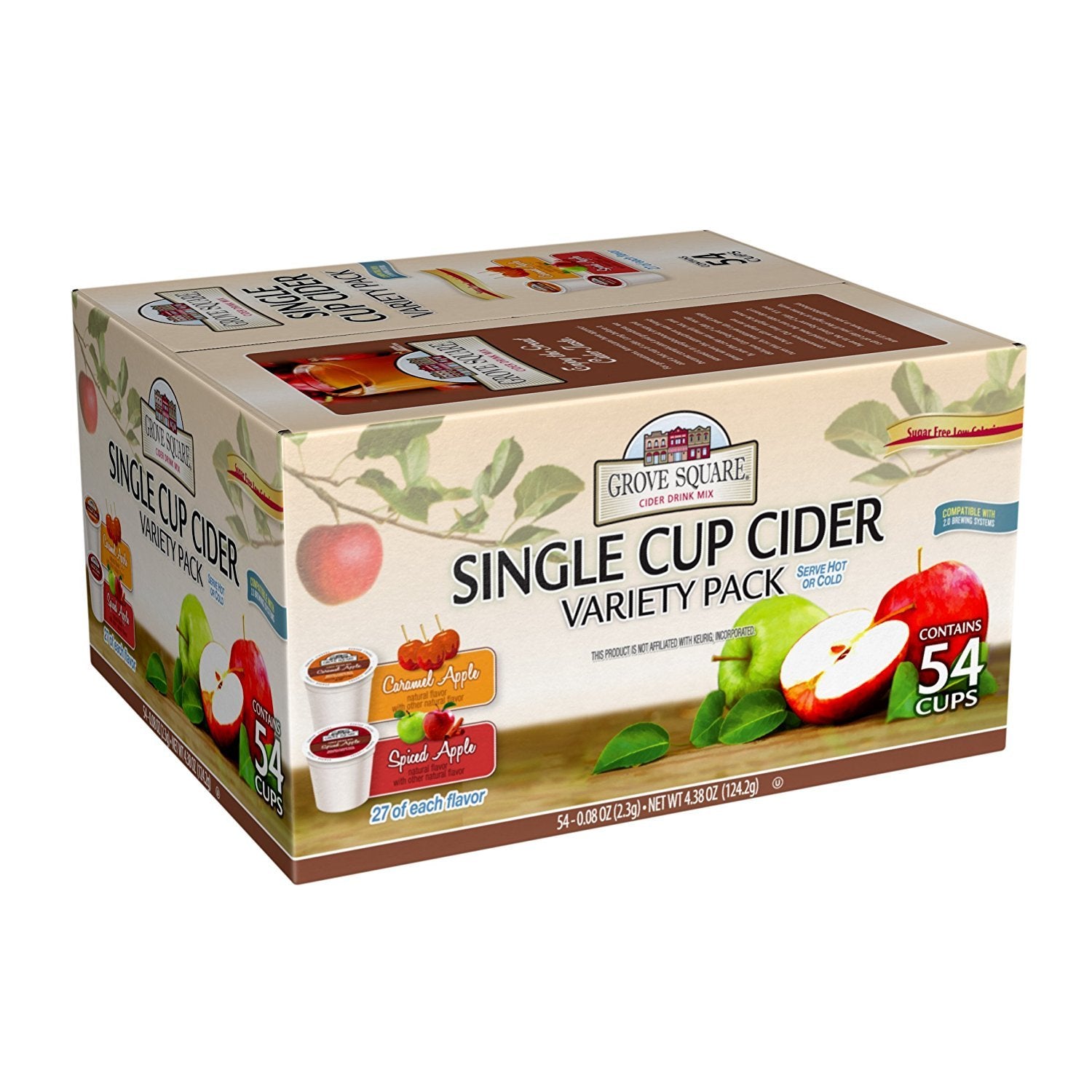 Grove Square Cider Pods, Variety Pack, Single Serve (Pack Of 54) (Packaging May Vary)