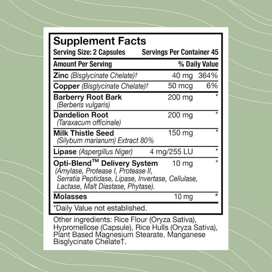 Optimal Health Systems Liver/Kidney | Detox & Cleanse | Milk Thistle, Dandelion, Barberry, Molasses + Opti-Blend Enzymes For Absorption | 90 Capsules