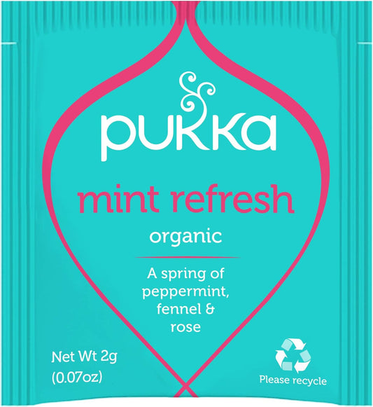 Pukka Herbal Teas Refresh Organic Peppermint Fennel And Rose Tea - Caffeine Free - 20 Bags, 20 Count