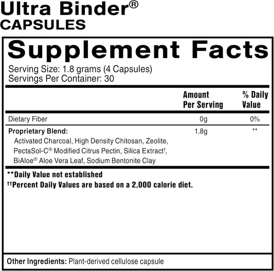 Quicksilver Scientific Ultra Binder - Multi Toxin Binder With Bentonite Clay Powder, Zeolite Detox & Charcoal - Supplement For Gut Support & The Body'S Toxin Removal Process (120 Capsules)