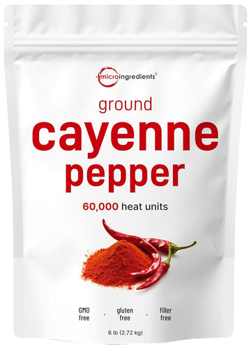 Ground Cayenne Pepper Powder, 6Lbs (60,000 Shu Heat) | Premium Source For Spice & Seasoning | Garden Protection From Wildlife | Additive Free, Non-Gmo, Bulk Supply