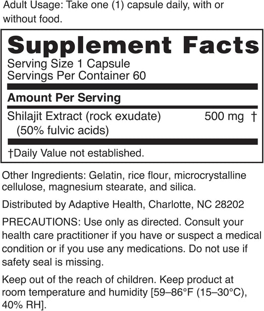 Nugenix Essentials Shilajit Capsules Supplement - 500Mg, Standardized To 50% Fulvic Acids, Himalayan, Pure Shilajit For Men, 60 Capsules