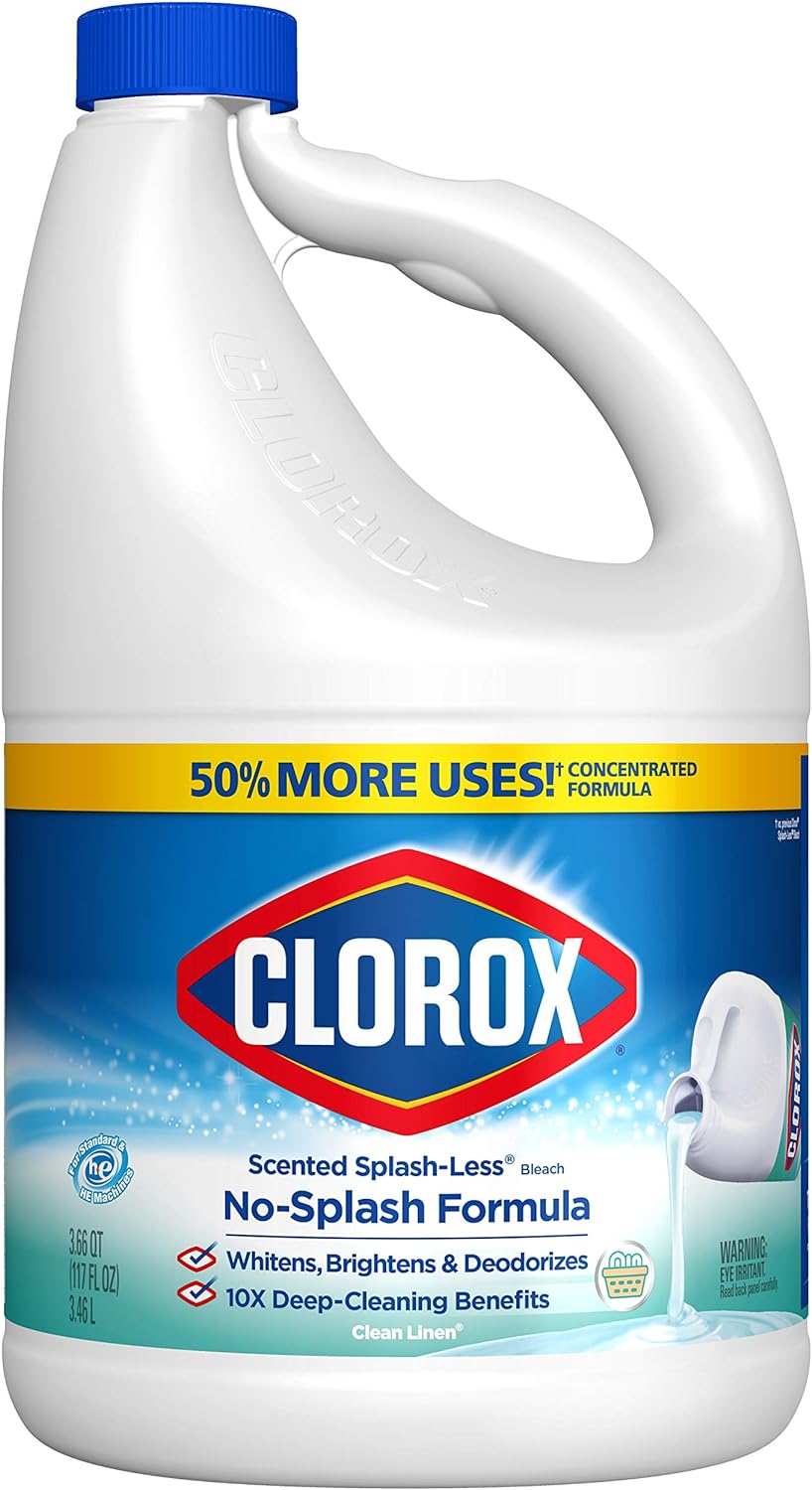 Clorox Bleach Liquid Splash-Less Clean Linen Concentrated, 117 Fl Oz