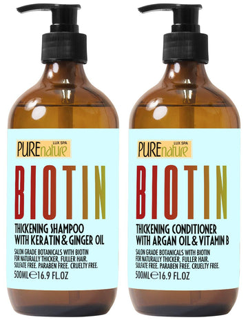 Biotin Shampoo and Conditioner Set - Sulfate Free Thickening Deep Treatment with Morrocan Argan Oil - Deep Moisturizing Treatment for Dry, Damaged Hair - For Women and Men