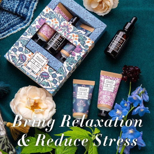William Morris At Home Beautiful Sleep Night Time Ritual | Lavender Filled Velvet Eye Mask, Pillow Mist 50Ml & Pulse Point Oil 10Ml